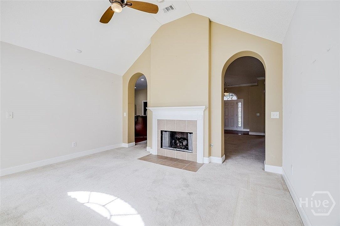 Living room with fireplace at 641 Marshview Dr.